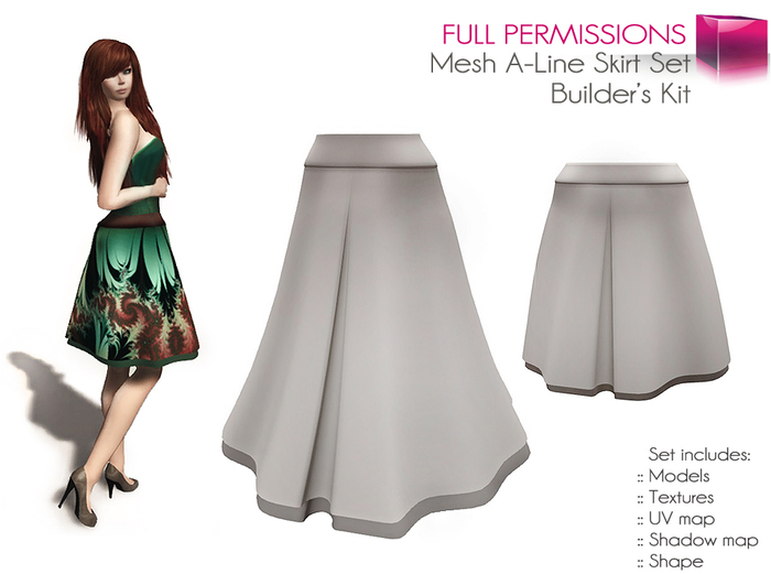 Full Perm Mesh – Rigged A Line Pleated Skirt Set (Long and Short)