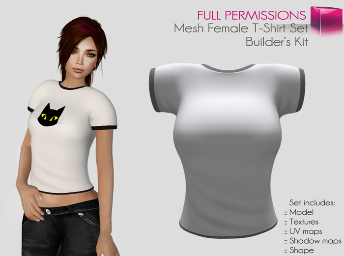 Full Perm Rigged Mesh Female T-Shirt Builder’s Kit