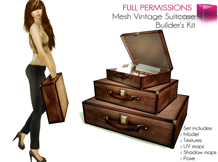 Full Perm Mesh – Vintage Suitcase – Bag – Luggage