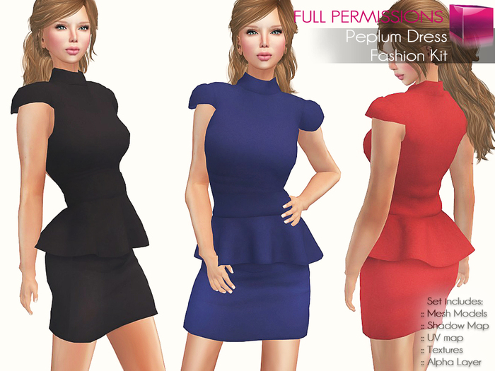 Full Perm Rigged Mesh Peplum Dress – Fashion Kit