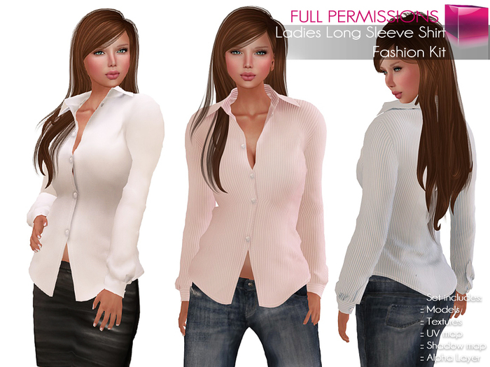 Full Perm Rigged Mesh Ladies Long Sleeve Shirt – Fashion Kit