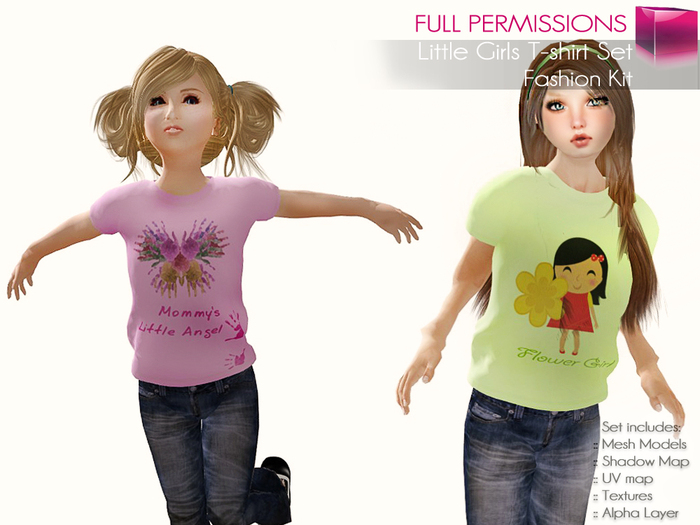 Full Perm Rigged Mesh Little Girls Kids T-shirt – Fashion Kit