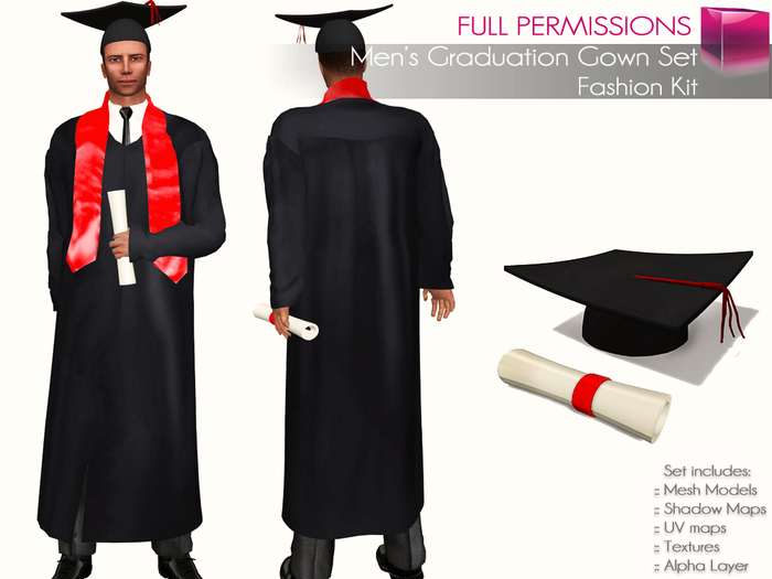 Full Perm Rigged Mesh Men’s Graduation Set – Fashion Kit