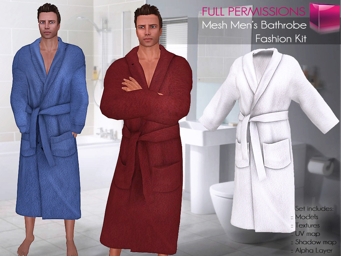 Full Perm Rigged Mesh Men’s Bathrobe Set- Fashion Kit