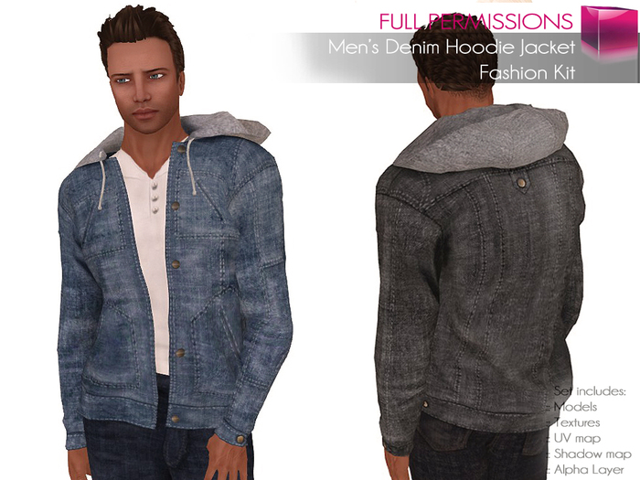 Full Perm Rigged Mesh Men’s Denim Hoodie Jacket – Fashion Kit