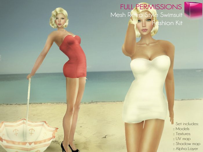 Full Perm Mesh Ladies Retro Style Swimsuit – Fashion Kit