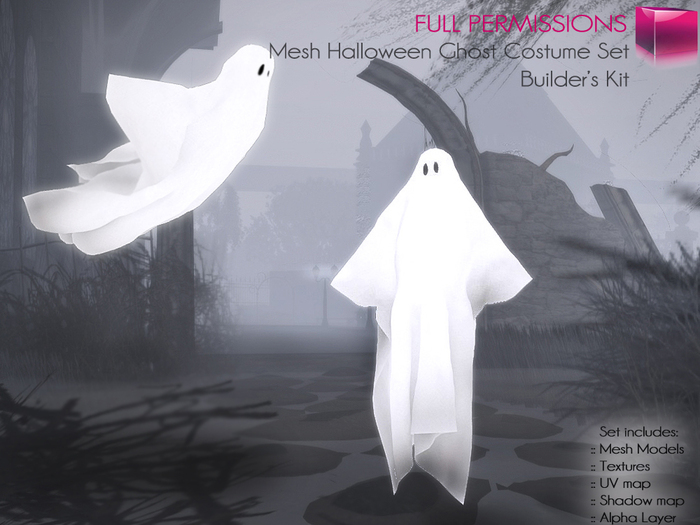 Full Perm Rigged Mesh Halloween Ghost Costume – Ghost Avatar – Builder’s Kit