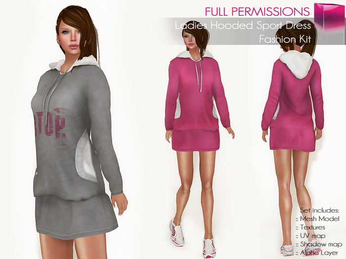 Full Perm Rigged Mesh Ladies Hooded Sport Dress – Fashion Kit