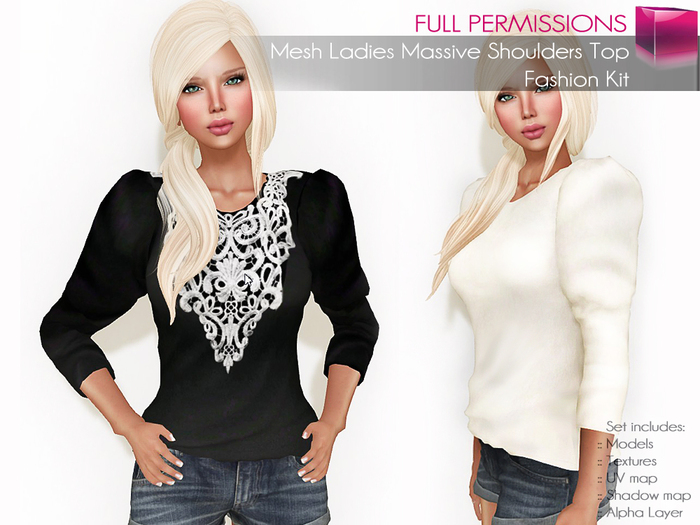 Full Perm Rigged Mesh Ladies Massive Shoulders Top – Fashion Kit