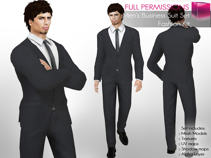 Full Perm Rigged Mesh Men’s Business Suit Set V.1 – Fashion Kit