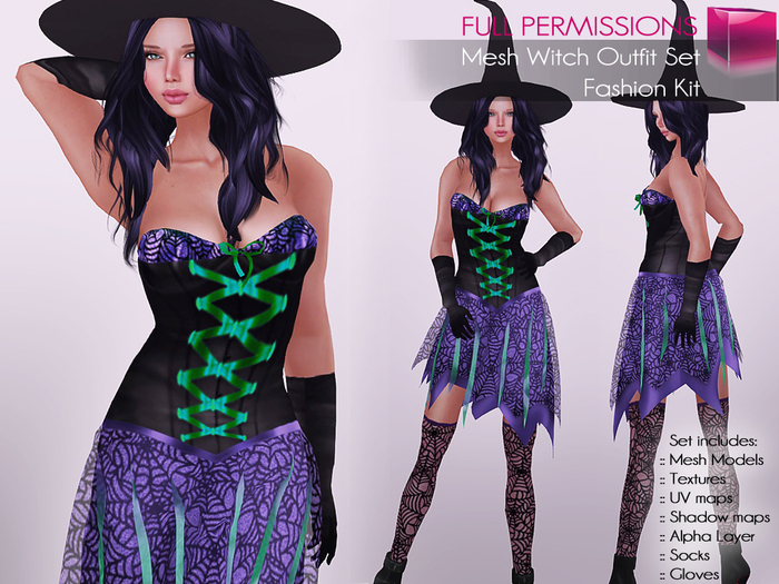 Full Perm Mesh Witch Outfit Set – Fashion Kit