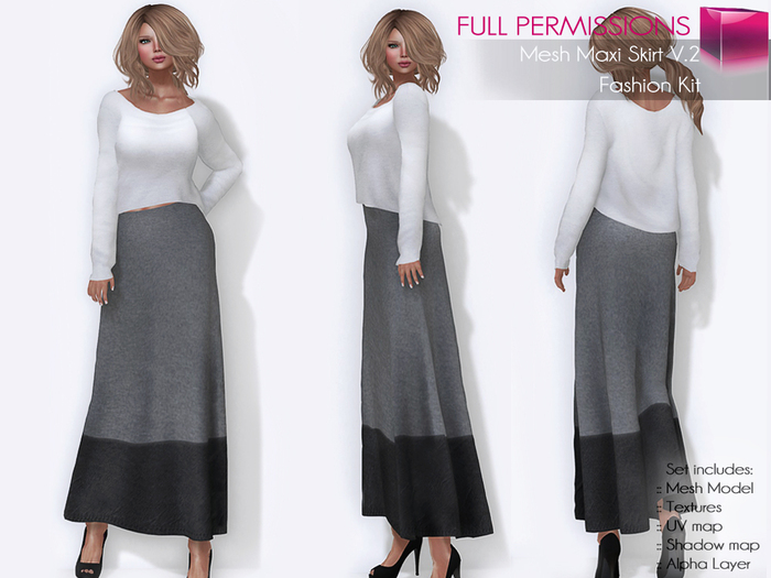 Full Perm Rigged Mesh Maxi Skirt V.2 – Fashion Kit