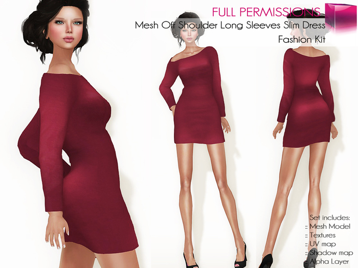 Full Perm Mesh Off Shoulder Mini Slim Dress – Fashion Kit