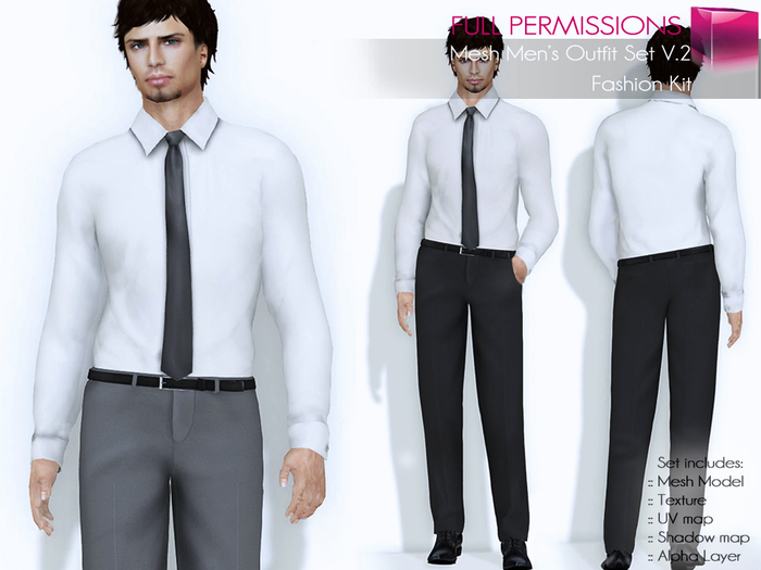 Full Perm Rigged Mesh Men’s Business Outfit Set V.2 – Fashion Kit