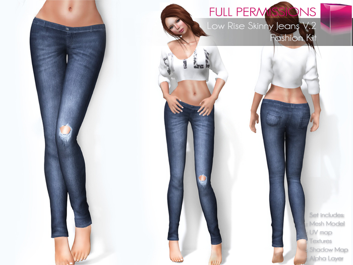 Full Perm Rigged Mesh Ladies Skinny Low Rise Jeans Ripped – Fashion Kit