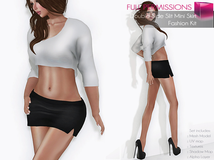 Full Perm Rigged Mesh Double Side Slit Mini Skirt – Fashion Kit