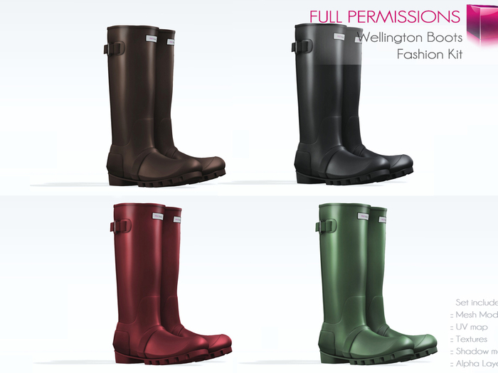 Full Perm Rigged Mesh Wellington Boots – Fashion Kit