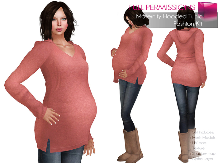Full Perm Rigged Mesh Maternity Hooded Tunic – Fashion Kit