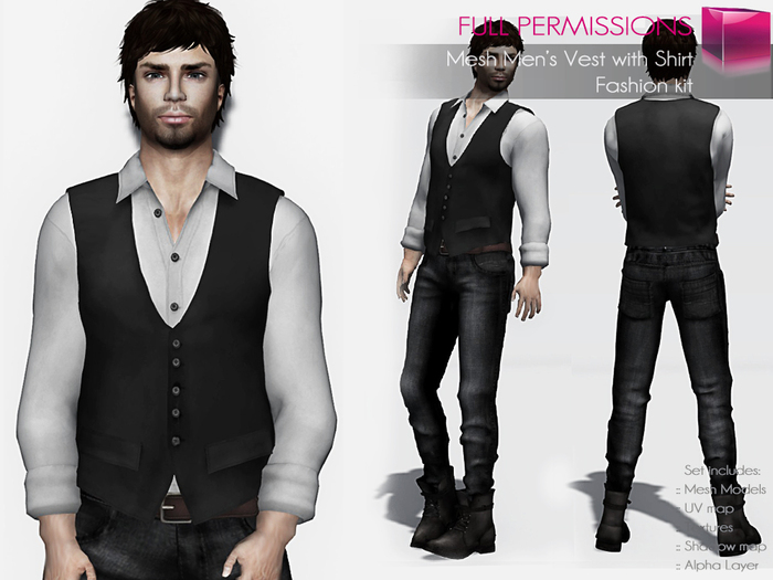 Full Perm Rigged Men’s Vest with Rolled up Sleeves Shirt – Fashion Kit