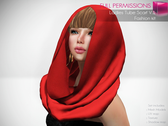 Full Perm Rigged and Non-Rigged Mesh Tube Scarf V.1 – Fashion Kit