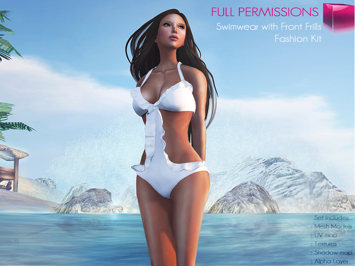 Full Perm Rigged Mesh Swimwear with Front Frills V.1 – Fashion Kit