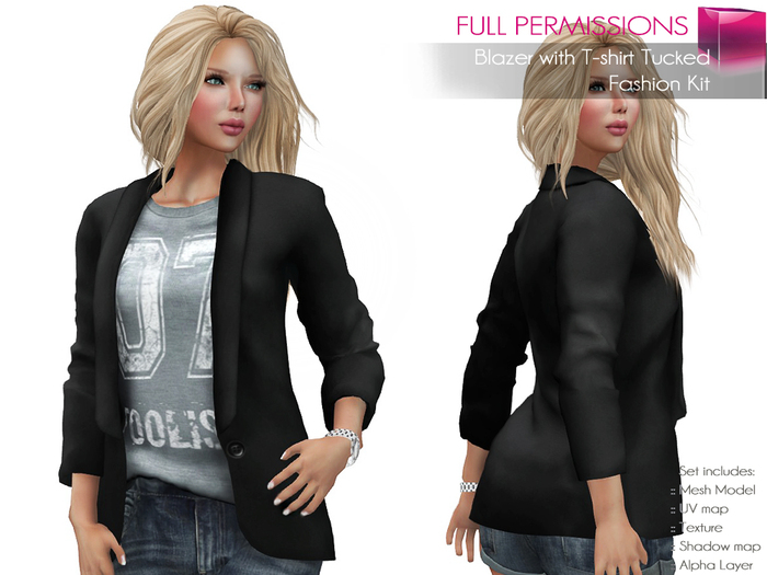 Full Perm Rigged Ladies Blazer with T-shirt Tucked – Fashion Kit
