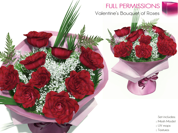 Full Perm Mesh Valentine’s Bouquet of Roses – Builder’s Kit