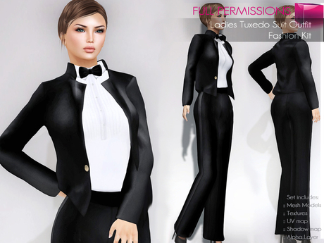 Full Perm Rigged Mesh Ladies Tuxedo Outfit Set – Fashion Kit