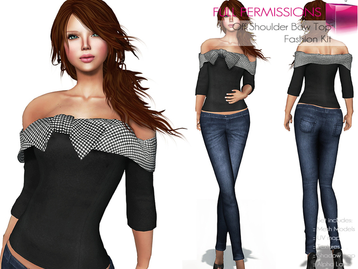 Full Perm Rigged Mesh Off Shoulder Bow Top – Fashion Kit