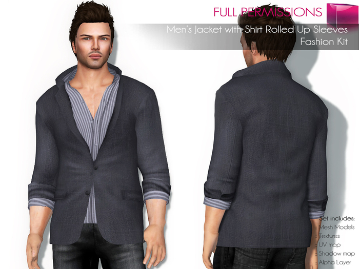 Full Perm Rigged Mesh Men’s Jacket With Shirt Rolled Up Sleeves – Fashion Kit