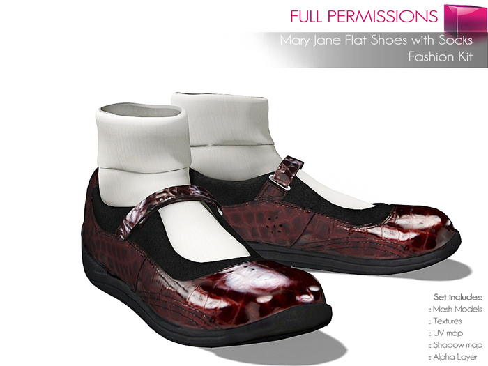 Full Perm Mesh Mary Jane Flat Shoes With Socks – Fashion Kit