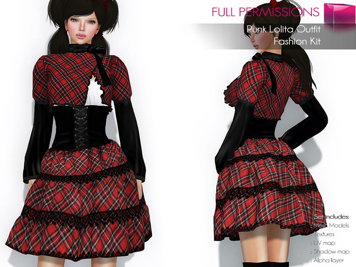 Full Perm Rigged Mesh Punk Lolita Outfit – Fashion Kit
