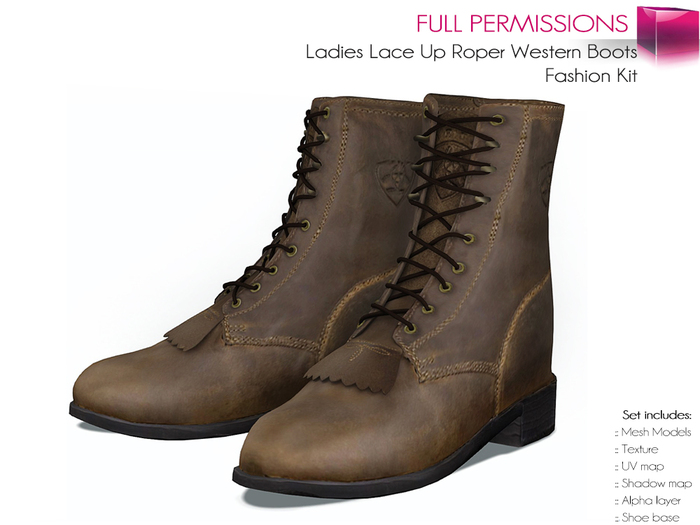 Full Perm Mesh Ladies Laceup Roper Western Boots – Fashion Kit