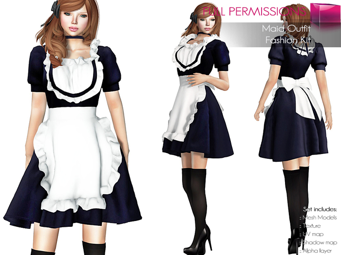 Full Perm Rigged Mesh Maid Outfit – Fashion Kit