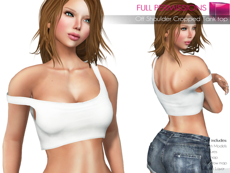 Full Perm Rigged Ladies Off Shoulder Crop Tank Top