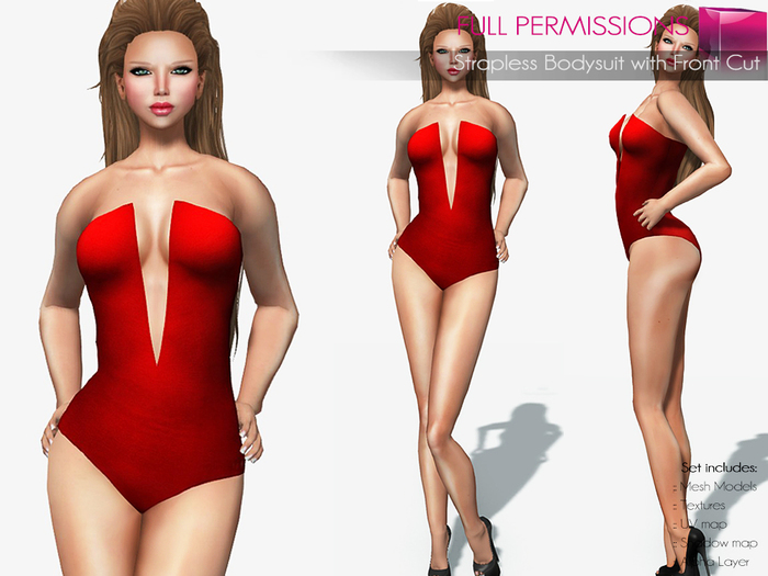 Full Perm Rigged Ladies Strapless Bodysuit V-cut