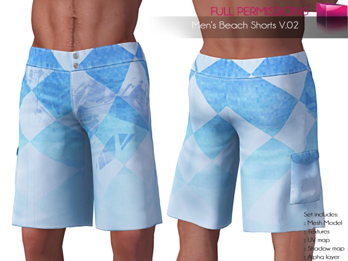 Full Perm Rigged Mesh Men’s Beach Shorts V.02