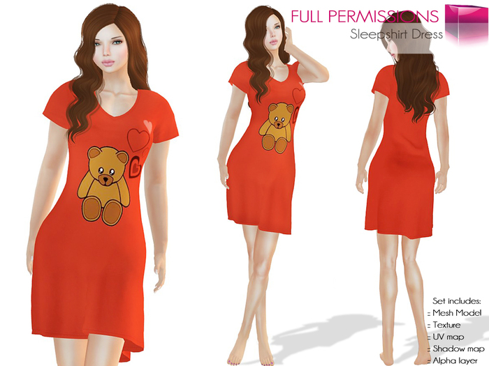 Full Perm Rigged Ladies Sleepshirt Dress