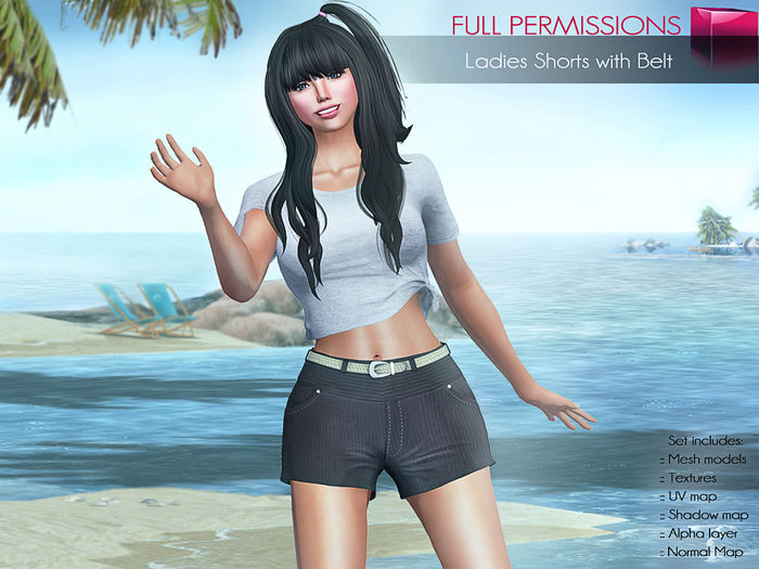 Full Perm Rigged Mesh Ladies Shorts with Belt