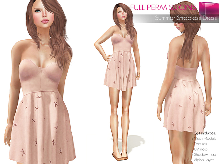 Full Perm Rigged Summer Strapless Dress V.2