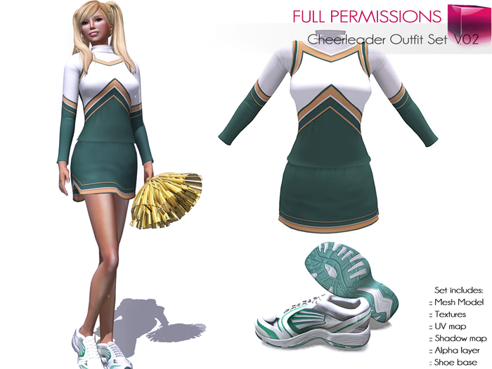 Full Perm Rigged Mesh Cheerleader Outfit V.02