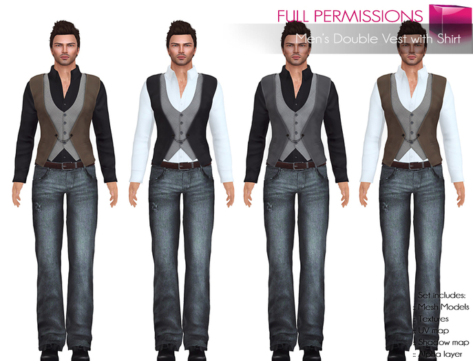 Free August Gift!!! Full Perm Rigged Mesh Men’s Double Vest with Shirt