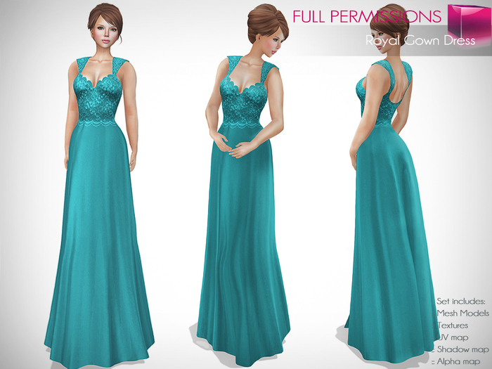 Full Perm Rigged Mesh Royal Gown Dress
