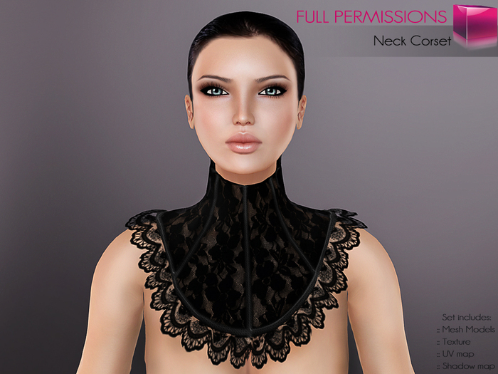 Full Perm Rigged Mesh Neck Lace Corset