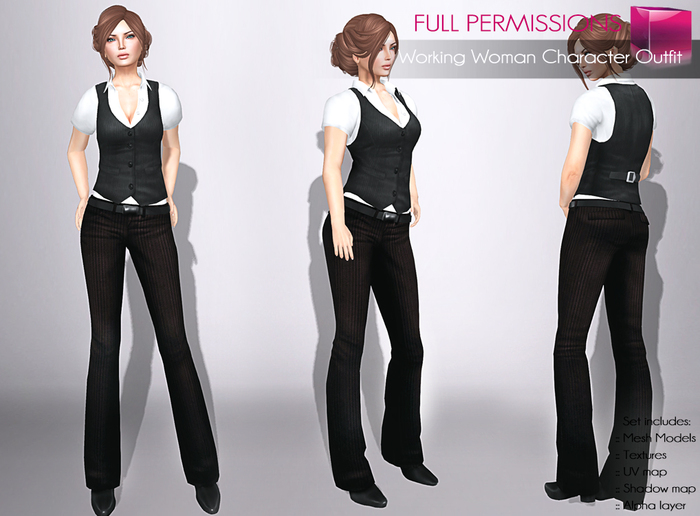 Full Perm Rigged Mesh Working Woman Character Outfit