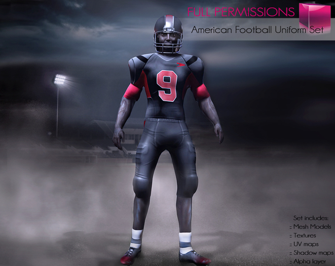 Full Perm Rigged Mesh American Football Full Outfit