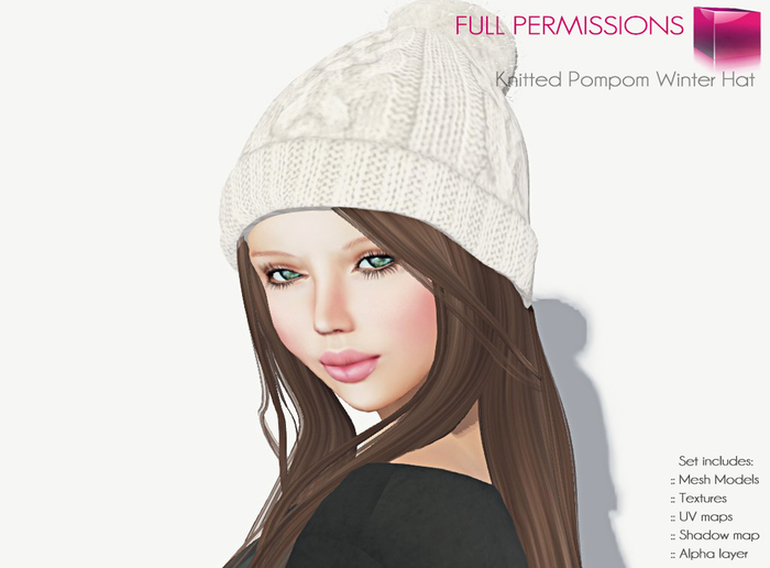 Full Perm Mesh Knitted Pompom Winter Hat