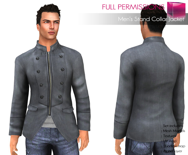 Full Perm Rigged Mesh Men’s Stand Collar Jacket