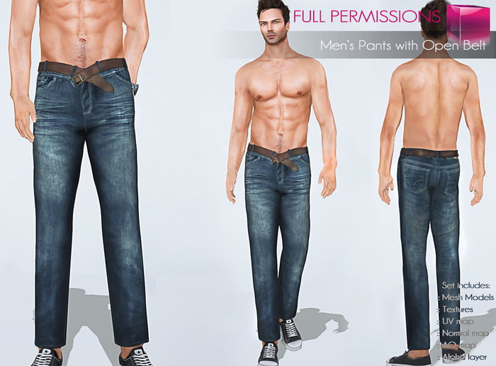 Full Perm Rigged Mesh Men’s Pants With Open Belt