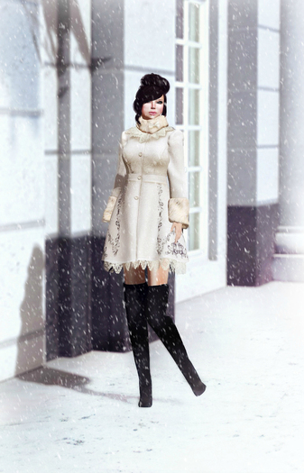 Free December Gift!!! Full Perm Rigged Mesh Ladies Lace and Fur Trim Winter Coat